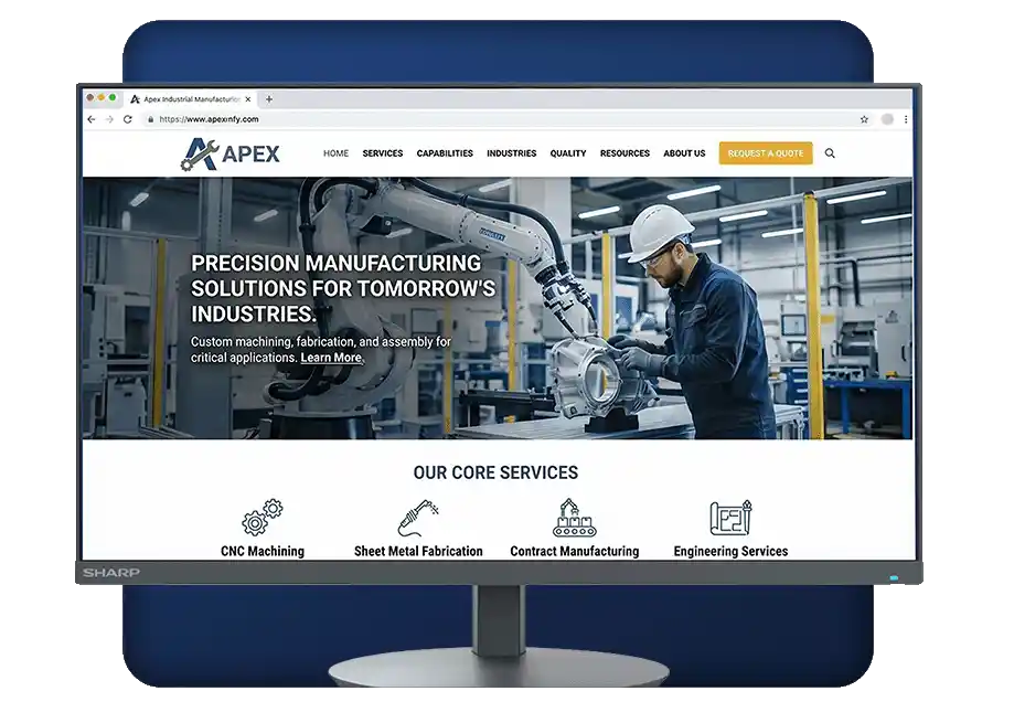 B2B industrial marketing lead generation dashboard on desktop screen